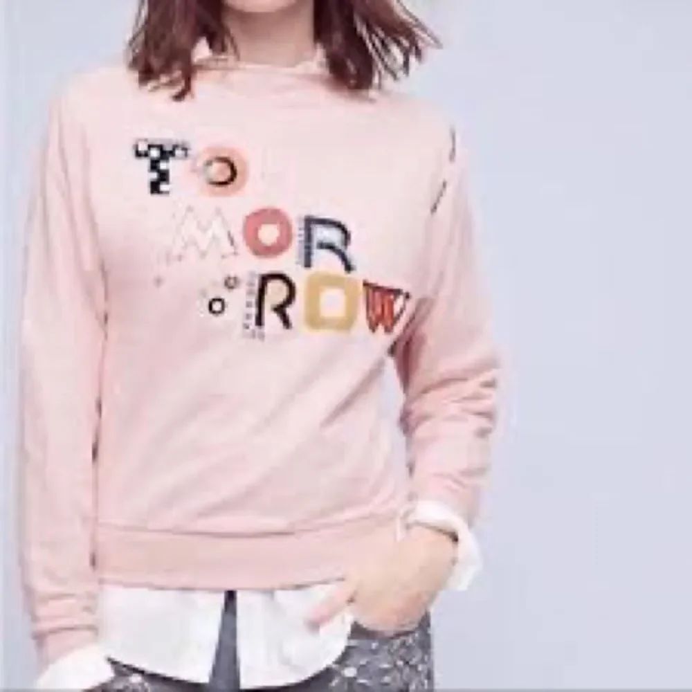 Anthropologie Postmark Pink Tomorrow Mixed Media Sweatshirt